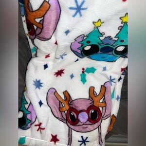Disney Stitch and Angel Plush Throw Blanket Christmas Blanket Holiday Bedding